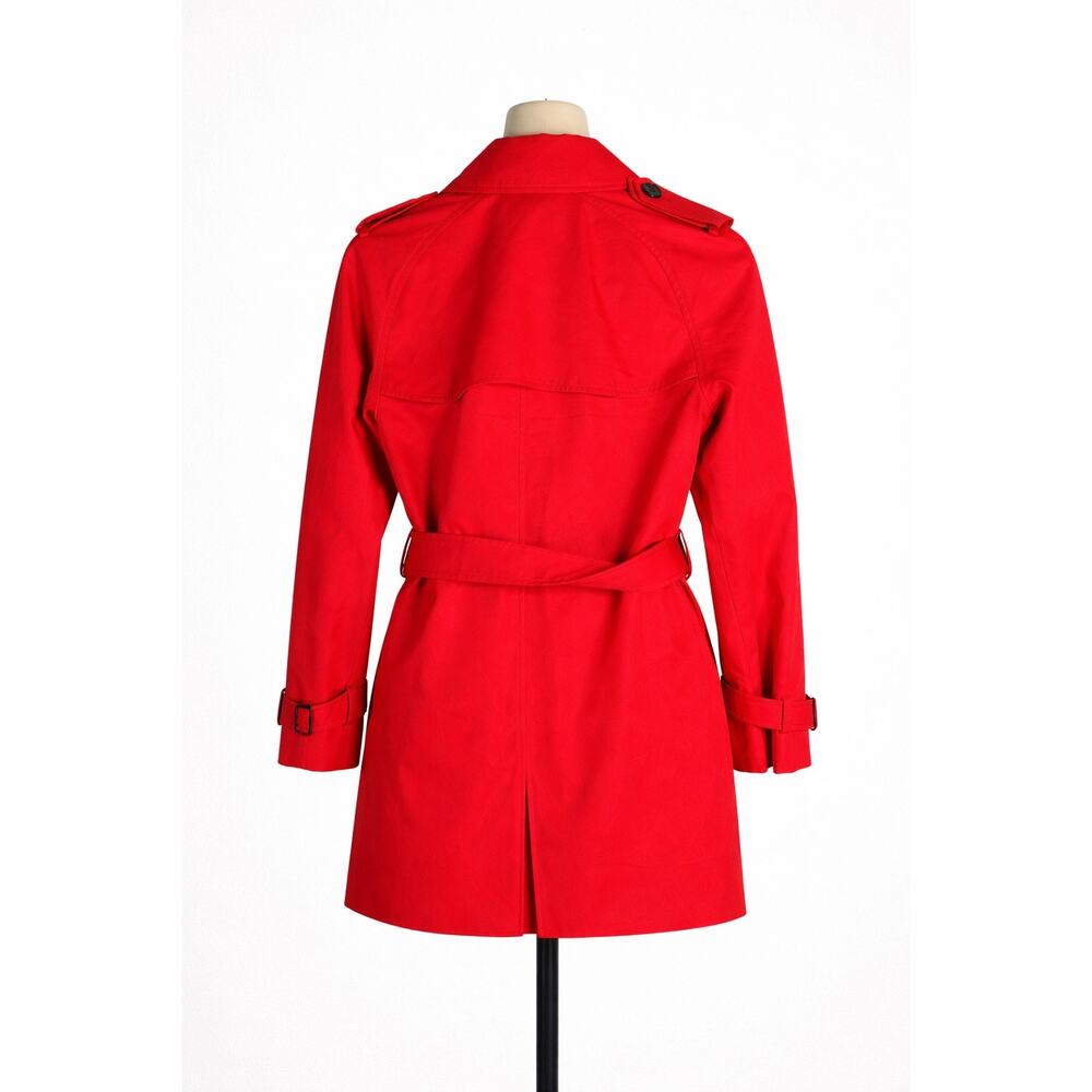 Coach Red Short Trench Coat M Belted Double Breasted Signature Lined - Picture 5 of 6